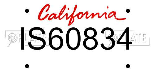 IS60834 California License Plate