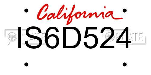 IS6D524 California License Plate