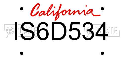 IS6D534 California License Plate