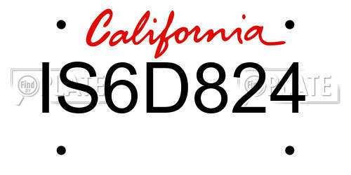 IS6D824 California License Plate