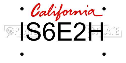 IS6E2H California License Plate