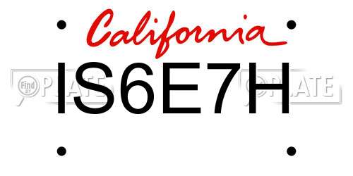 IS6E7H California License Plate