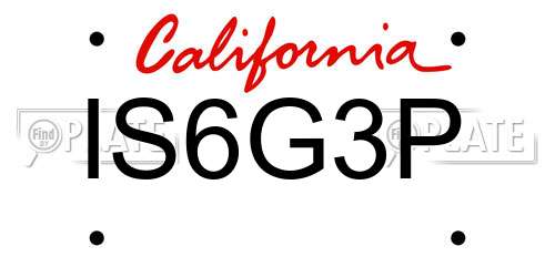 IS6G3P California License Plate