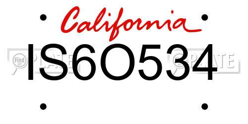 IS6O534 California License Plate