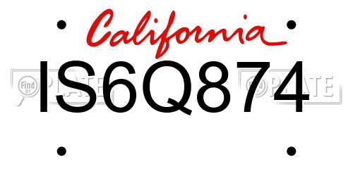 IS6Q874 California License Plate