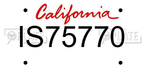 IS75770 California License Plate