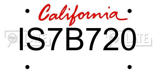 IS7B720 California License Plate