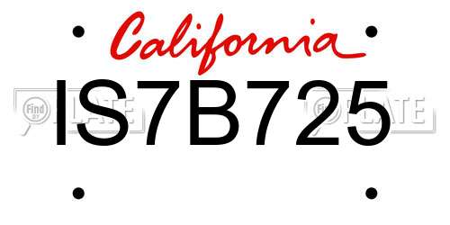 IS7B725 California License Plate