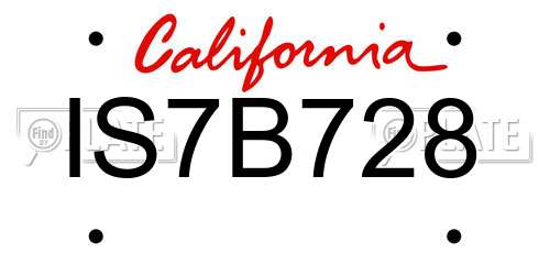 IS7B728 California License Plate