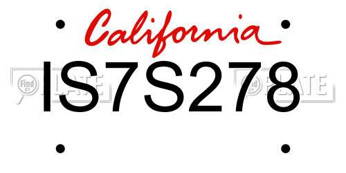IS7S278 California License Plate