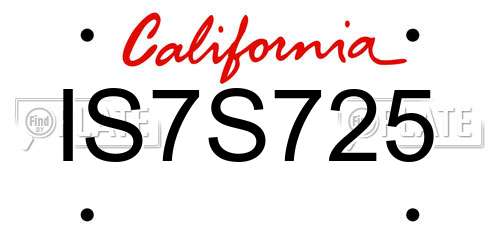 IS7S725 California License Plate