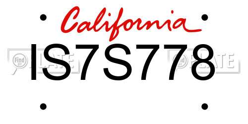 IS7S778 California License Plate