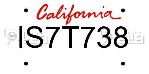 IS7T738 California License Plate