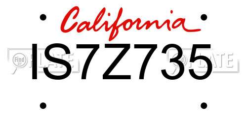 IS7Z735 California License Plate