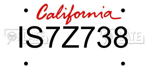 IS7Z738 California License Plate