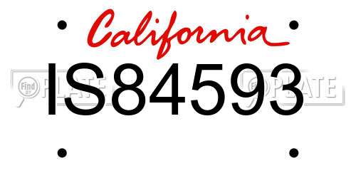 IS84593 California License Plate