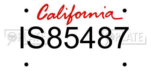 IS85487 California License Plate