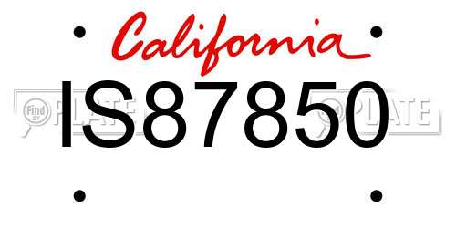 IS87850 California License Plate