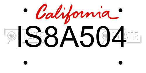 IS8A504 California License Plate