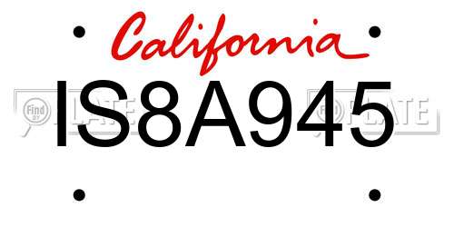 IS8A945 California License Plate