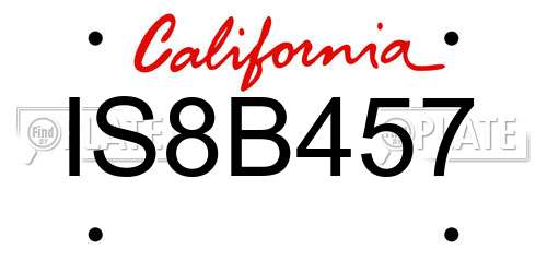 IS8B457 California License Plate