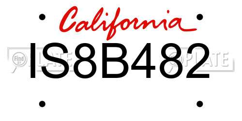 IS8B482 California License Plate