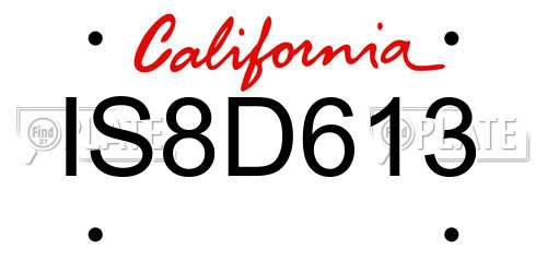 IS8D613 California License Plate