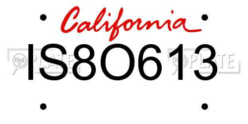 IS8O613 California License Plate