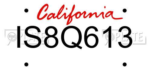 IS8Q613 California License Plate
