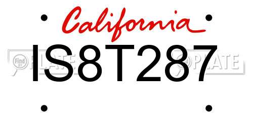 IS8T287 California License Plate