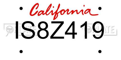 IS8Z419 California License Plate