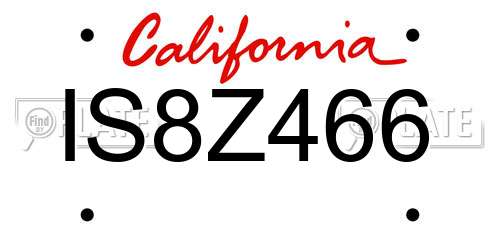 IS8Z466 California License Plate
