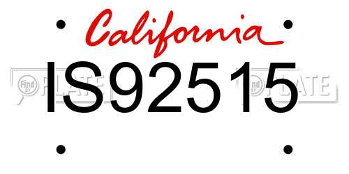 IS92515 California License Plate