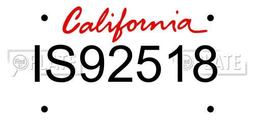 IS92518 California License Plate