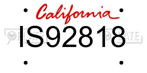 IS92818 California License Plate