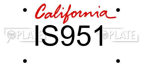 IS951 California License Plate