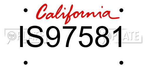 IS97581 California License Plate