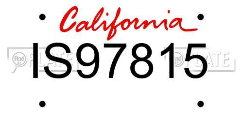 IS97815 California License Plate