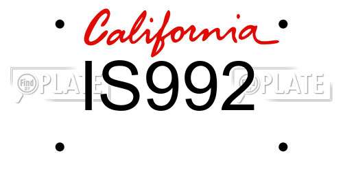 IS992 California License Plate