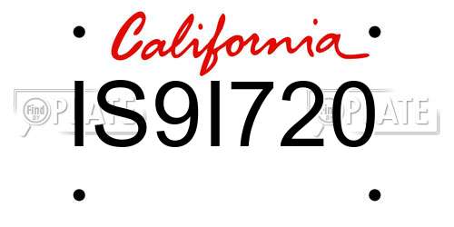IS9I720 California License Plate