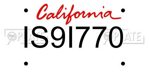 IS9I770 California License Plate