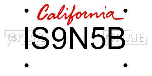 IS9N5B California License Plate