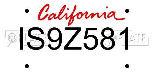 IS9Z581 California License Plate