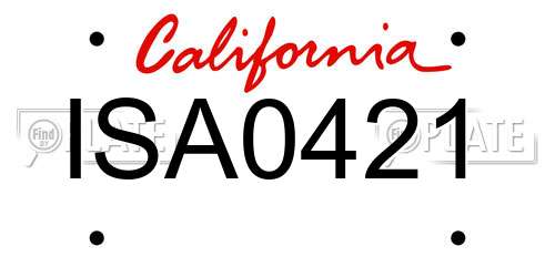 ISA0421 California License Plate