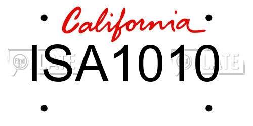 ISA1010 California License Plate