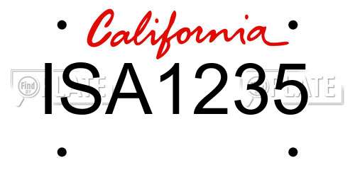 ISA1235 California License Plate