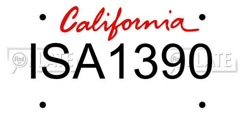 ISA1390 California License Plate