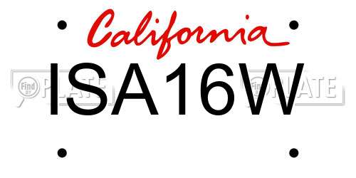 ISA16W California License Plate
