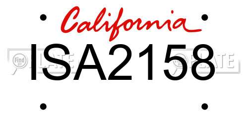 ISA2158 California License Plate