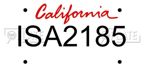 ISA2185 California License Plate